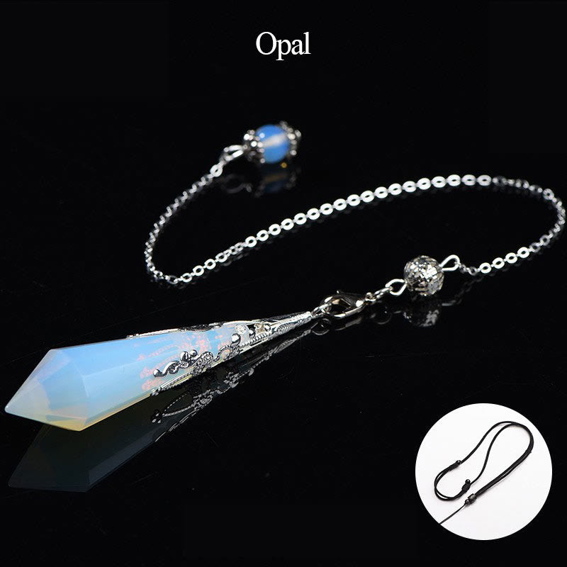 Péndulo de radiestesia de cristal con 24 estilos de piedras preciosas naturales de Olivenorma