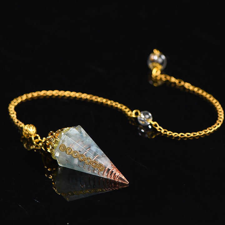 Péndulo de cristal espiritual puntiagudo de aguamarina natural de Olivenorma