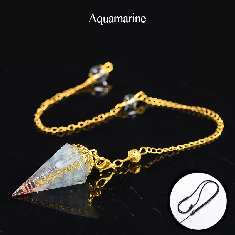 Péndulo de cristal espiritual puntiagudo de aguamarina natural de Olivenorma