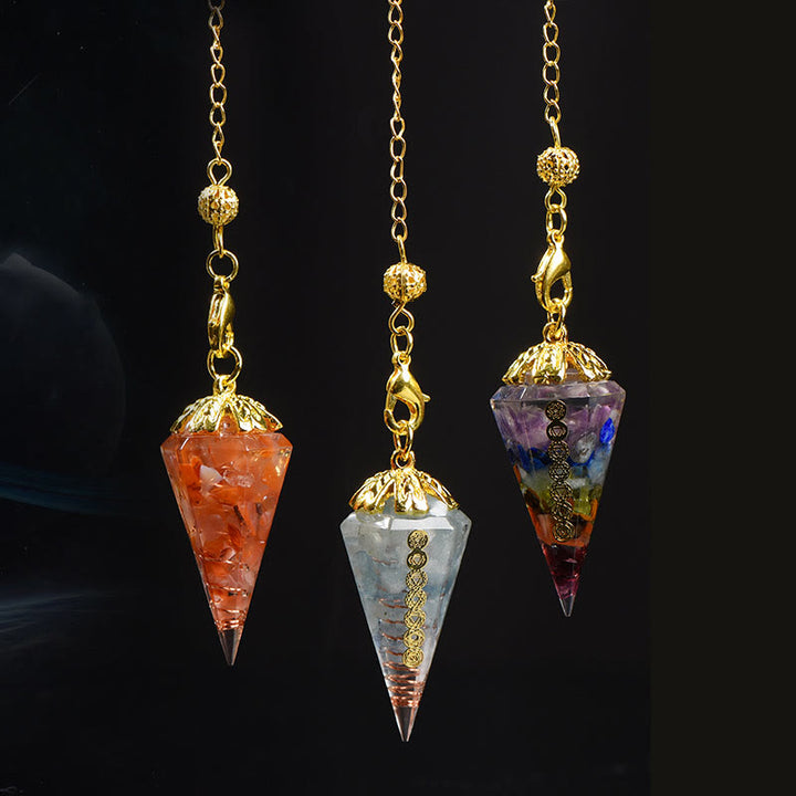 Péndulo de cristal espiritual puntiagudo de aguamarina natural de Olivenorma