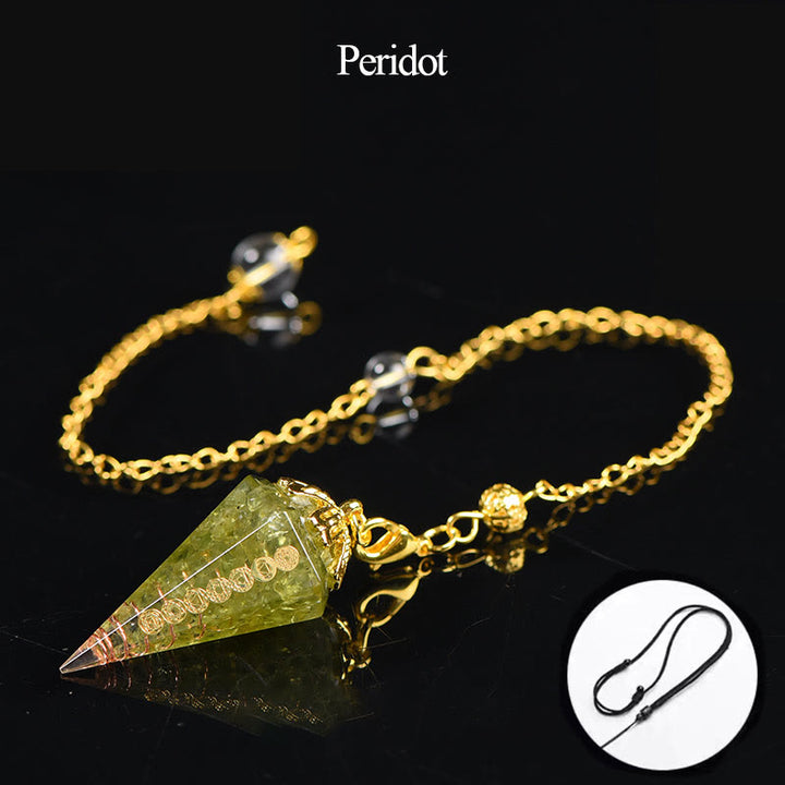 Péndulo de cristal espiritual puntiagudo de aguamarina natural de Olivenorma