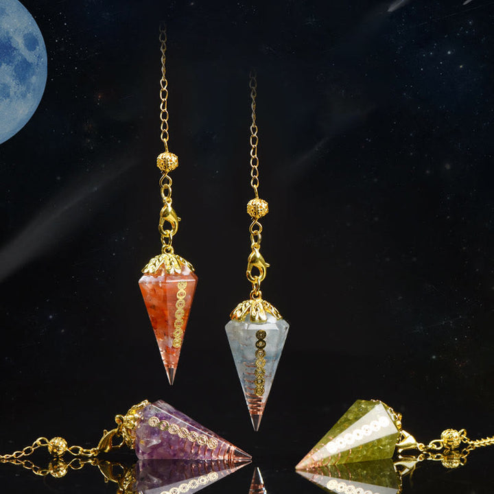 Péndulo de cristal espiritual puntiagudo de aguamarina natural de Olivenorma