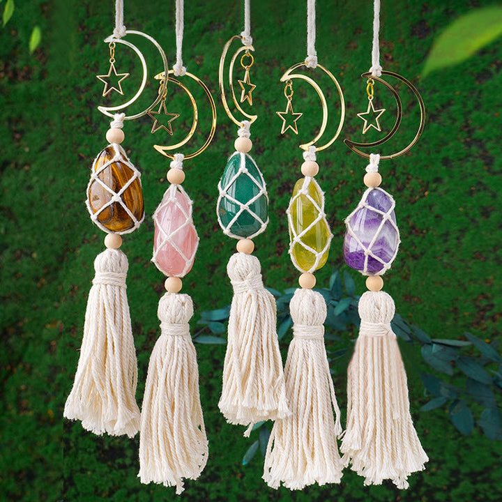 Adorno colgante con piedras preciosas curativas naturales de Reiki de Olivenorma 