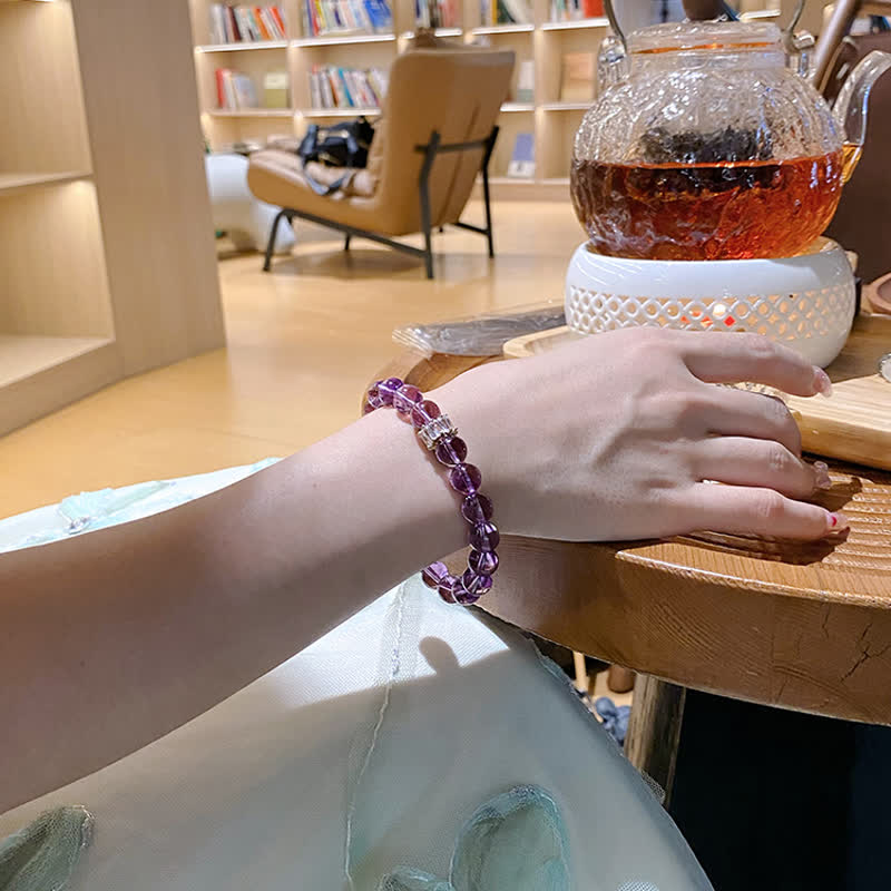 Pulsera de cuentas de amatista natural "Previewer" de Olivenorma 