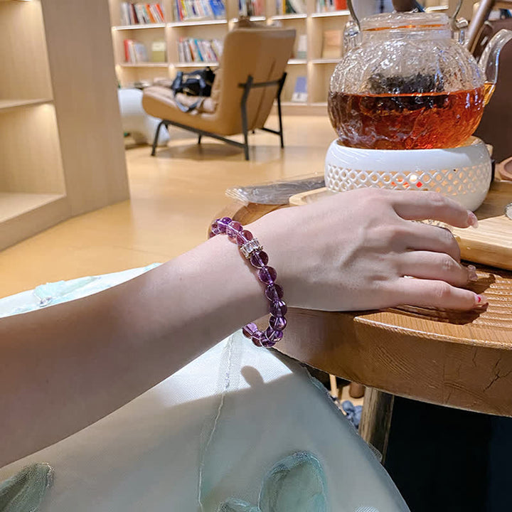 Pulsera de cuentas de amatista natural "Previewer" de Olivenorma 