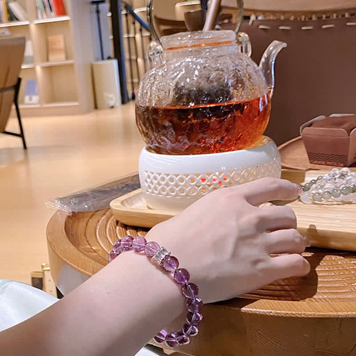 Pulsera de cuentas de amatista natural "Previewer" de Olivenorma 