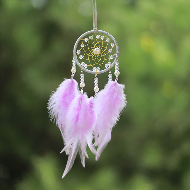 Adorno de atrapasueños de meditación de cristal transparente Olivenorma 