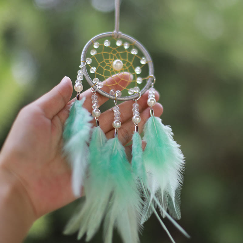 Adorno de atrapasueños de meditación de cristal transparente Olivenorma 