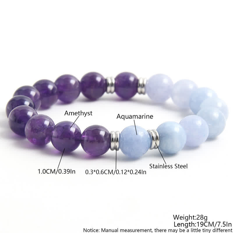 Pulsera de cuentas de amatista y aguamarina de Olivenorma 