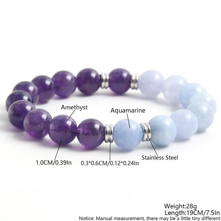 Pulsera de cuentas de amatista y aguamarina de Olivenorma 