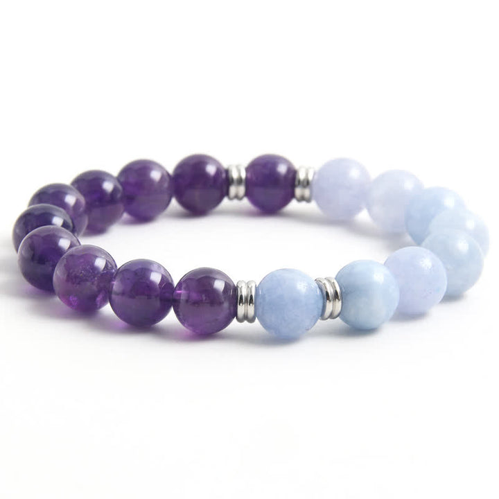 Pulsera de cuentas de amatista y aguamarina de Olivenorma 
