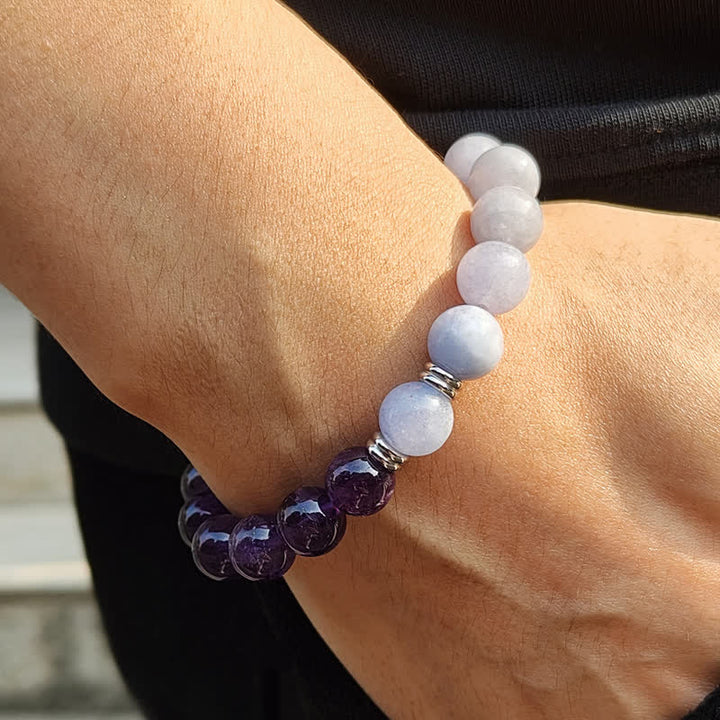 Pulsera de cuentas de amatista y aguamarina de Olivenorma 