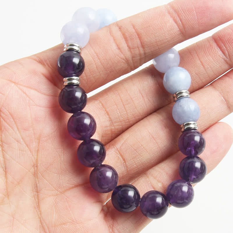Pulsera de cuentas de amatista y aguamarina de Olivenorma 