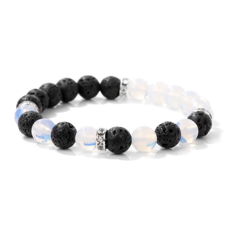 Pulsera de cuentas con contraste multicolor de piedra natural Olivenorma 