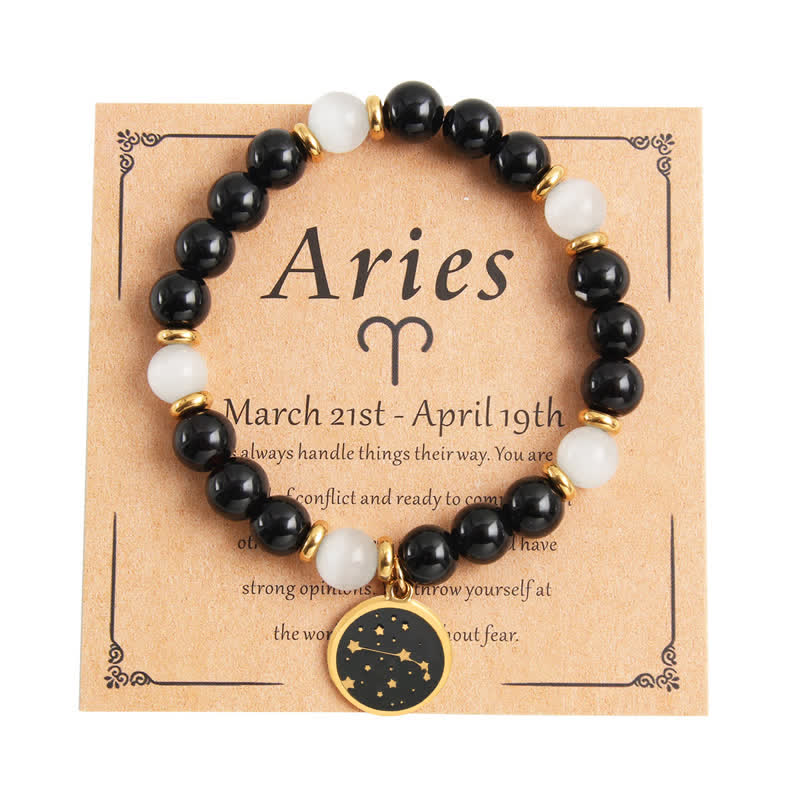Pulsera dorada de acero inoxidable con cuentas de piedra natural de Olivenorma