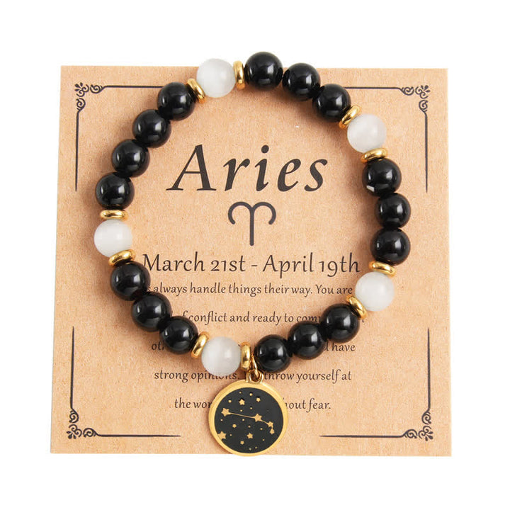 Pulsera dorada de acero inoxidable con cuentas de piedra natural de Olivenorma