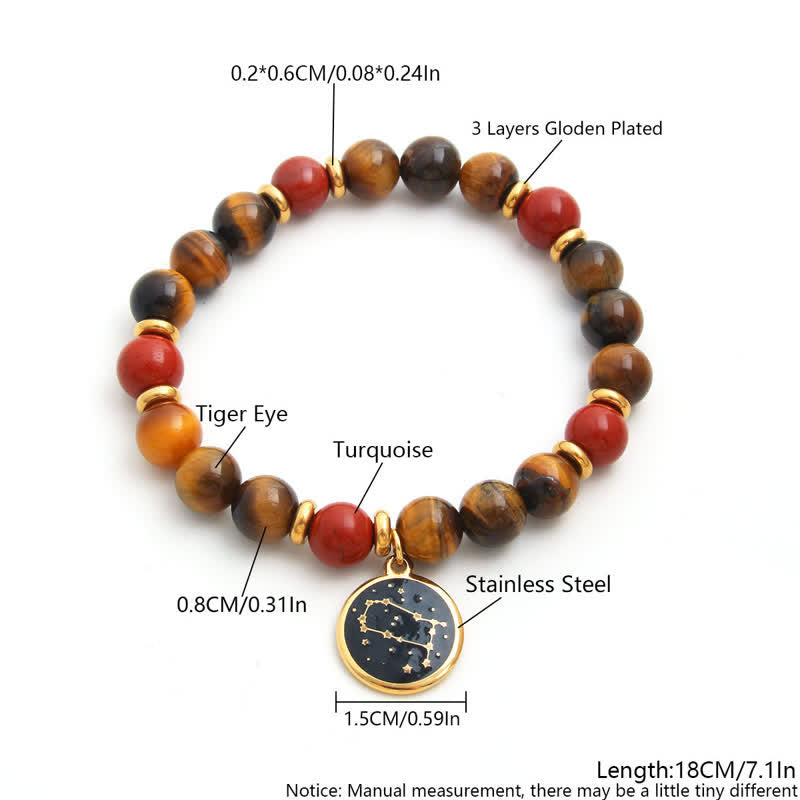 Pulsera dorada de acero inoxidable con cuentas de piedra natural de Olivenorma
