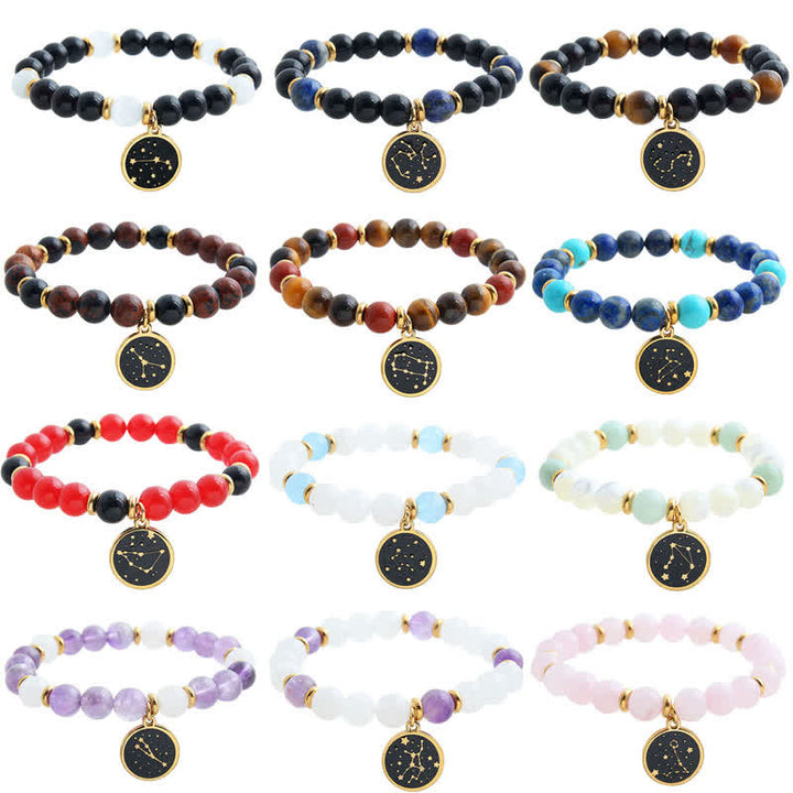 Pulsera dorada de acero inoxidable con cuentas de piedra natural de Olivenorma