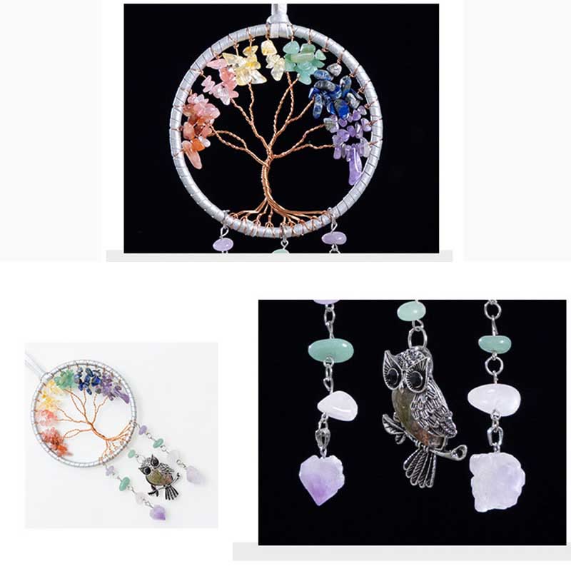 Adorno atrapasueños de búho de 7 chakras naturales de Olivenorma 