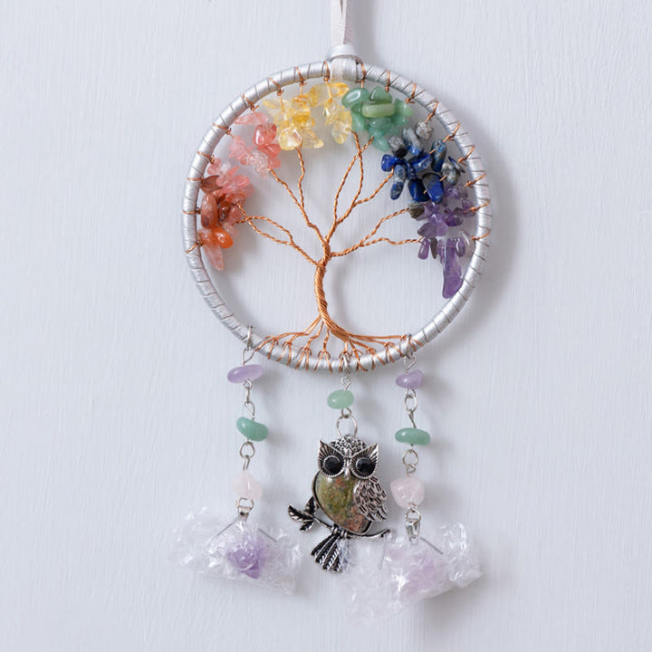 Adorno atrapasueños de búho de 7 chakras naturales de Olivenorma 
