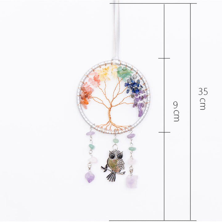 Adorno atrapasueños de búho de 7 chakras naturales de Olivenorma 