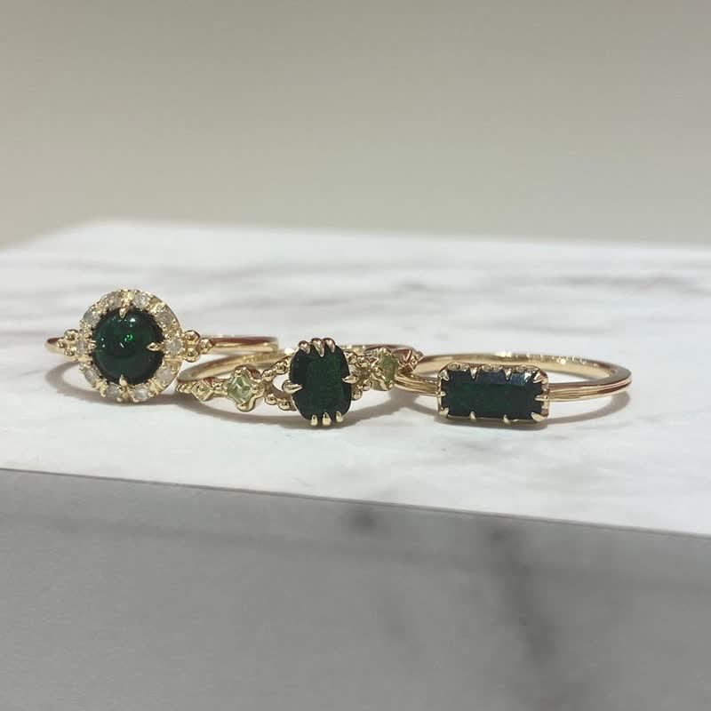 Conjunto de joyas con anillo, collar y esmeralda y peridoto natural de Olivenorma