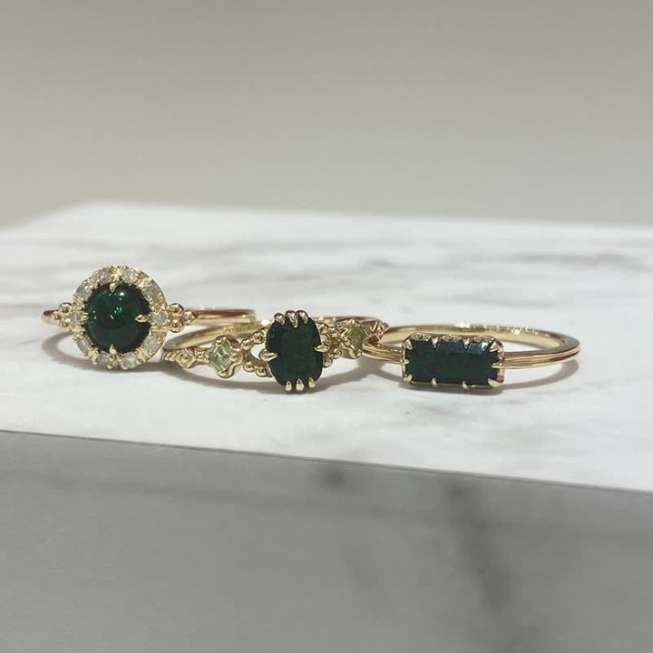 Conjunto de joyas con anillo, collar y esmeralda y peridoto natural de Olivenorma