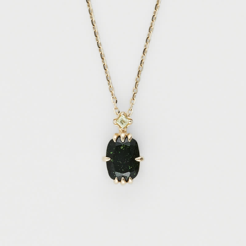 Conjunto de joyas con anillo, collar y esmeralda y peridoto natural de Olivenorma