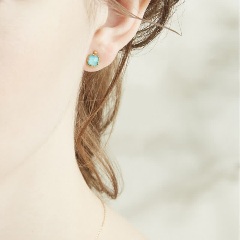 Conjunto de joyería con collar, pendientes y anillo de aguamarina natural de Olivenorma 