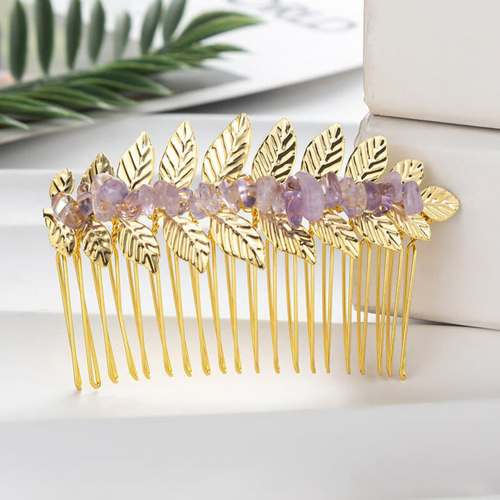 Peinetas para el cabello con piedras preciosas de cristal natural de Olivenorma