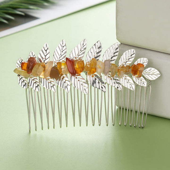 Peinetas para el cabello con piedras preciosas de cristal natural de Olivenorma