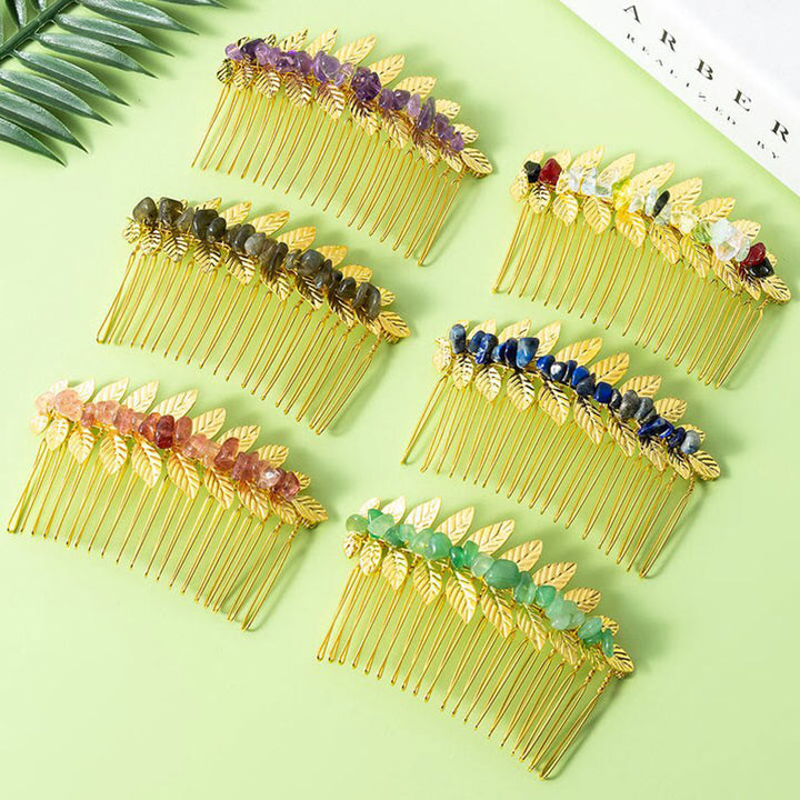Peinetas para el cabello con piedras preciosas de cristal natural de Olivenorma
