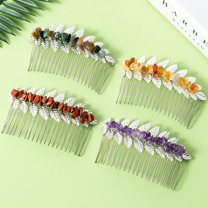 Peinetas para el cabello con piedras preciosas de cristal natural de Olivenorma