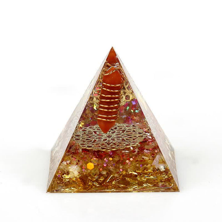 Pirámide de orgón con prisma hexagonal de cristal natural de 6 cm de Olivenorma
