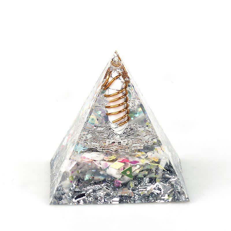 Pirámide de orgón con prisma hexagonal de cristal natural de 6 cm de Olivenorma