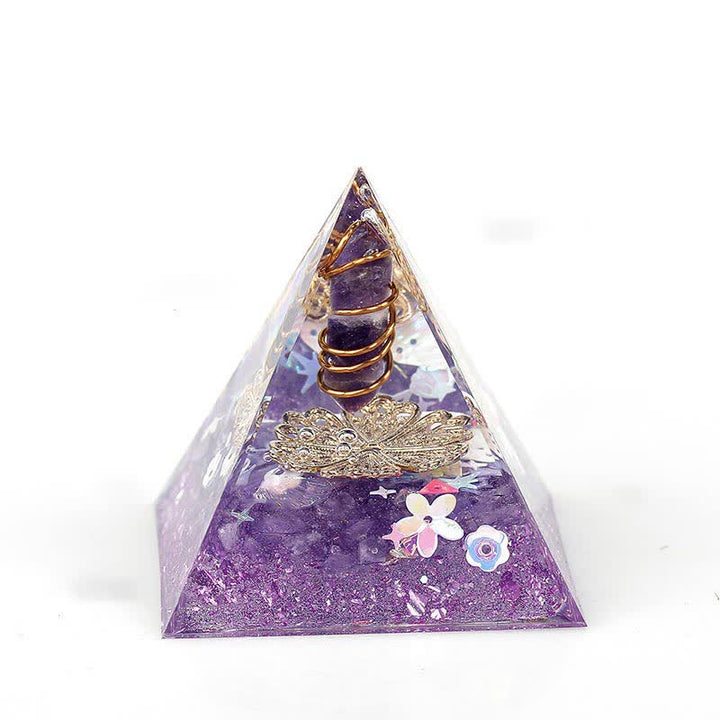Pirámide de orgón con prisma hexagonal de cristal natural de 6 cm de Olivenorma