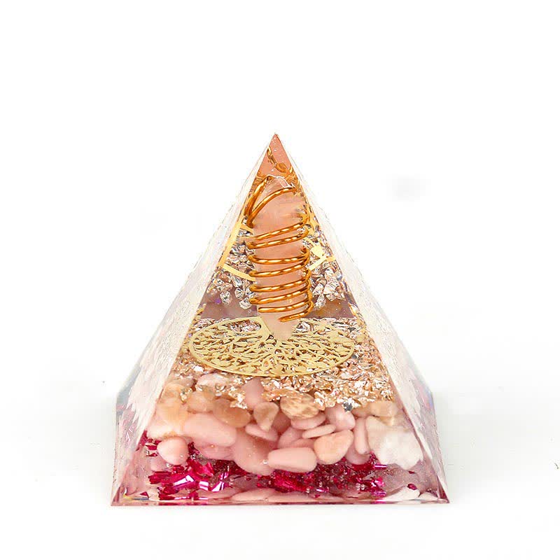 Pirámide de orgón con prisma hexagonal de cristal natural de 6 cm de Olivenorma