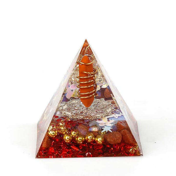 Pirámide de orgón con prisma hexagonal de cristal natural de 6 cm de Olivenorma