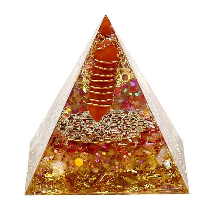 Pirámide de orgón con prisma hexagonal de cristal natural de 6 cm de Olivenorma