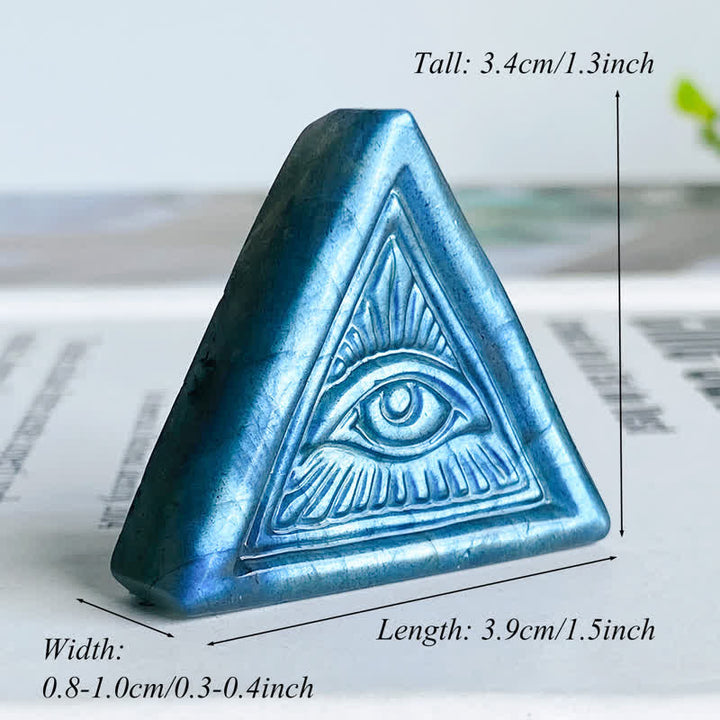 Adorno triangular de mal de ojo tallado con labradorita natural de Olivenorma
