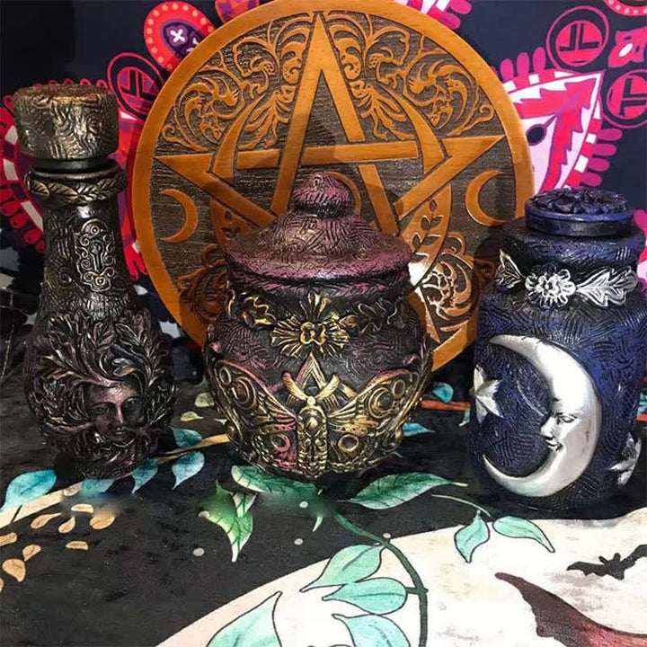 Adorno de botella de resina con forma de mariposa y diosa lunar de Olivenorma, decoración Wicca