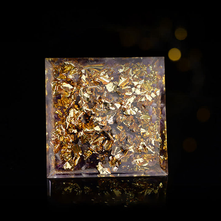 Pirámide de orgón con cubo de Metatrón de piedra natural de Olivenorma