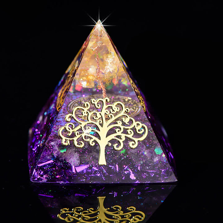 Pirámide de orgón de piedra natural con forma de árbol de la vida de 6 cm de Olivenorma