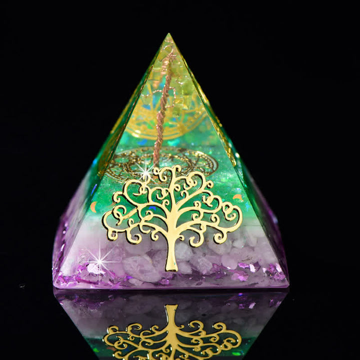 Pirámide de orgón de piedra natural con forma de árbol de la vida de 6 cm de Olivenorma