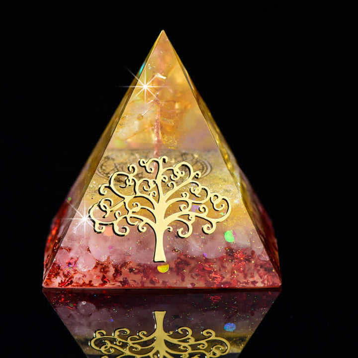 Pirámide de orgón de piedra natural con forma de árbol de la vida de 6 cm de Olivenorma