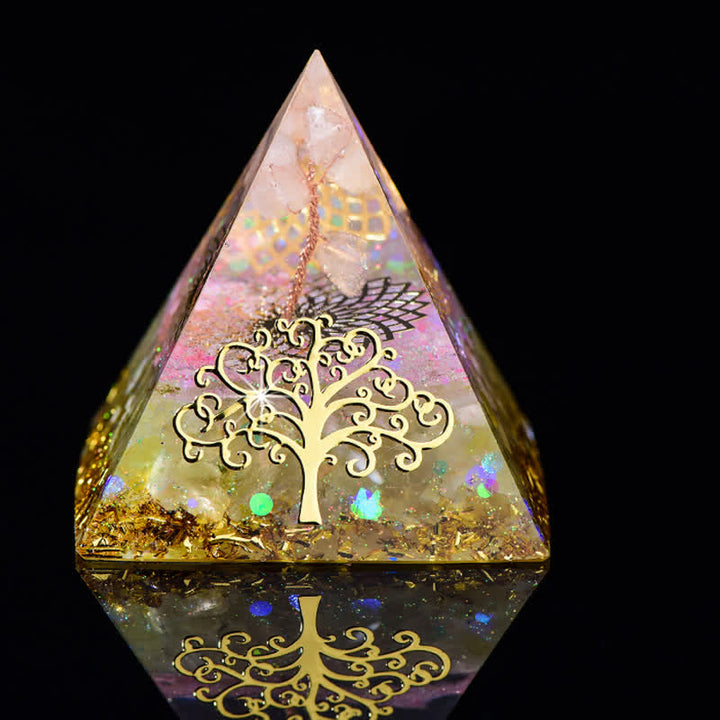 Pirámide de orgón de piedra natural con forma de árbol de la vida de 6 cm de Olivenorma