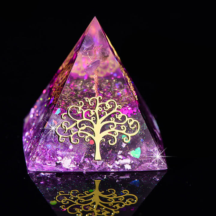 Pirámide de orgón de piedra natural con forma de árbol de la vida de 6 cm de Olivenorma