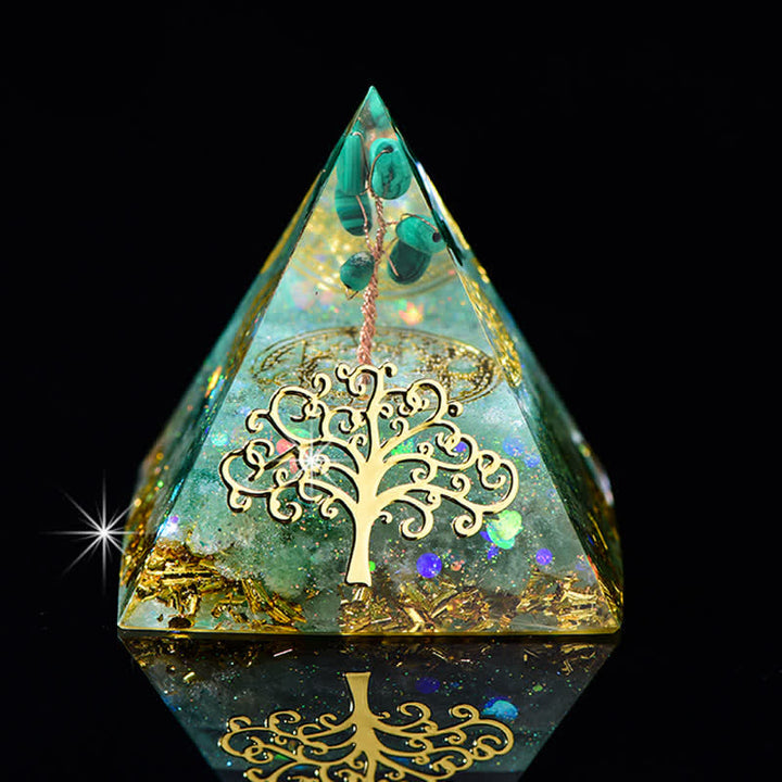 Pirámide de orgón de piedra natural con forma de árbol de la vida de 6 cm de Olivenorma