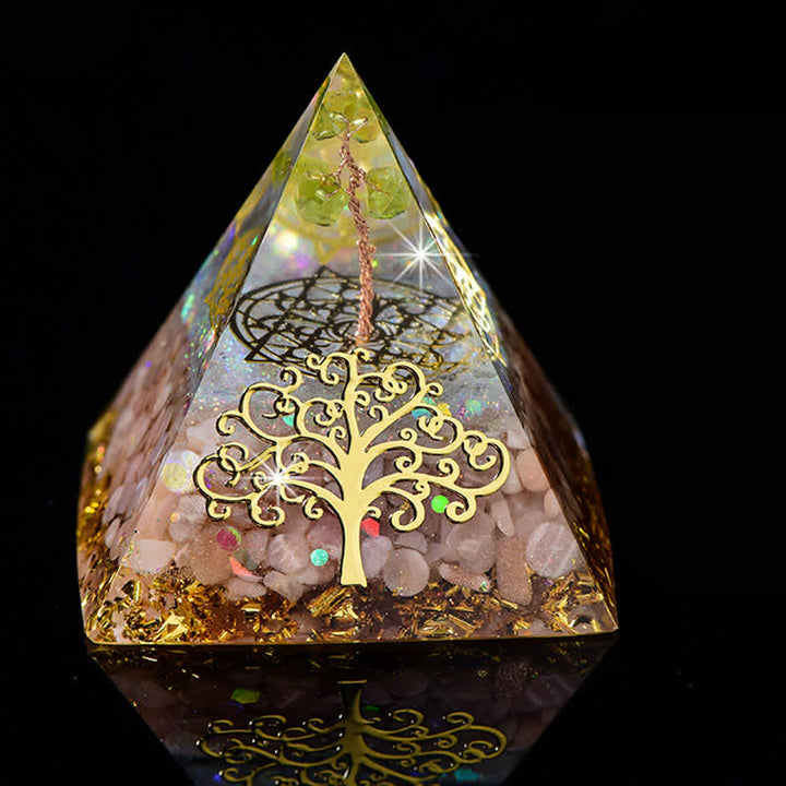 Pirámide de orgón de piedra natural con forma de árbol de la vida de 6 cm de Olivenorma