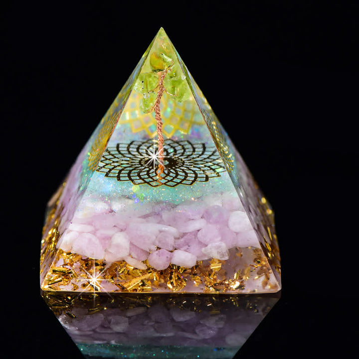 Pirámide de orgón de piedra natural con forma de árbol de la vida de 6 cm de Olivenorma